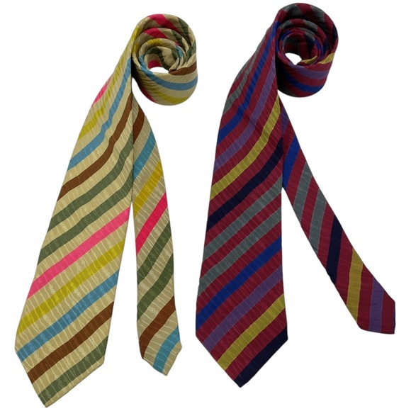 2 BRIONI VINTAGE RARE Burgundy/Beige Striped Silk LUXURY Tie ITALY - Picture 1 of 8